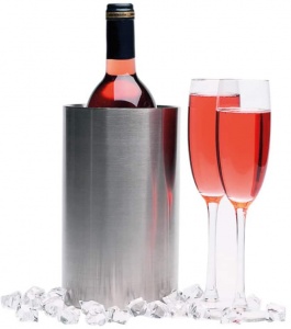 Brushed Stainless Steel Insulated Single Bottle Table Top Wine Cooler 